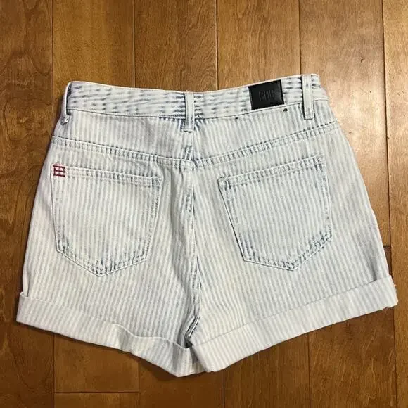 BDG Urban Outfitters Blue Stripe High Waisted Denim Shorts 28 Preppy Coastal - Picture 6 of 9